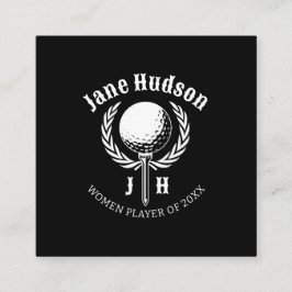 Elegant Dames Golf Monogram Ontwerp Vierkante Visitekaartje