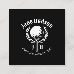 Elegant Dames Golf Monogram Ontwerp Vierkante Visitekaartje