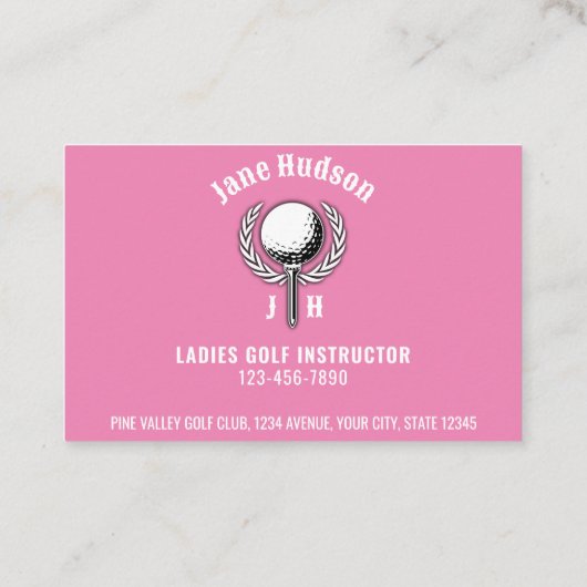 Elegant Dames Golf Monogram Ontwerp Visitekaartje (Achterkant)