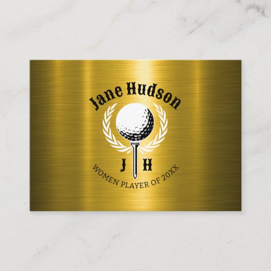 Elegant Dames Golf Monogram Ontwerp Visitekaartje (Voorkant)