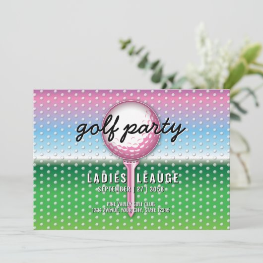 Elegant Dames Golf Party Design Save The Date (Staand voorkant)