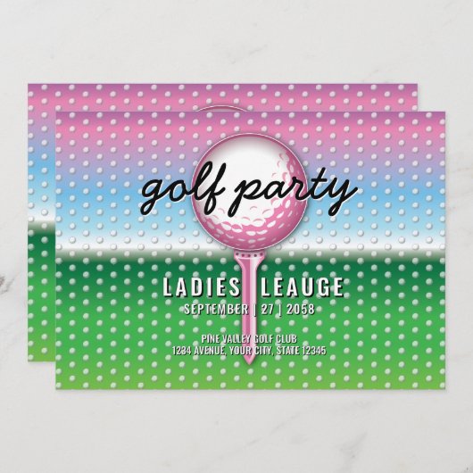 Elegant Dames Golf Party Design Save The Date (Voorkant / Achterkant)