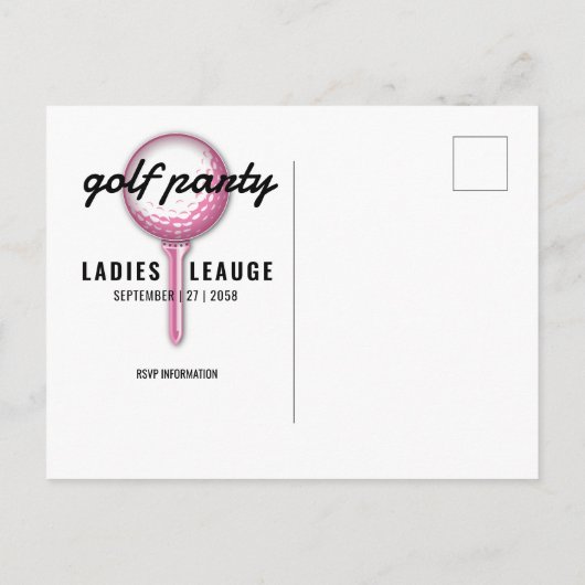 Elegant Dames Golf Party Design Uitnodiging Briefkaart (Achterkant)