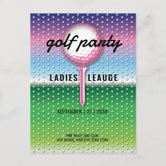 Elegant Dames Golf Party Design Uitnodiging Briefkaart (Voorkant)