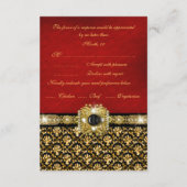 Elegant dameszwart rood goud RSVP kaartje (Achterkant)