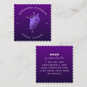 Elegant Dance School Dancer Silhouette Paarse Cool Vierkante Visitekaartje (Voorkant / Achterkant)
