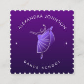 Elegant Dance School Dancer Silhouette Paarse Cool Vierkante Visitekaartje (Voorkant)
