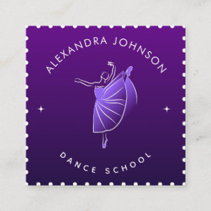 Elegant Dance School Dancer Silhouette Paarse Cool Vierkante Visitekaartje