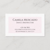 Elegant Dance Studio Ballet Dancer Blush Pink Visitekaartje (Achterkant)