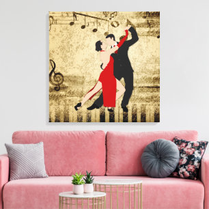 Elegant Dancers op  vel muziek Canvas Afdruk