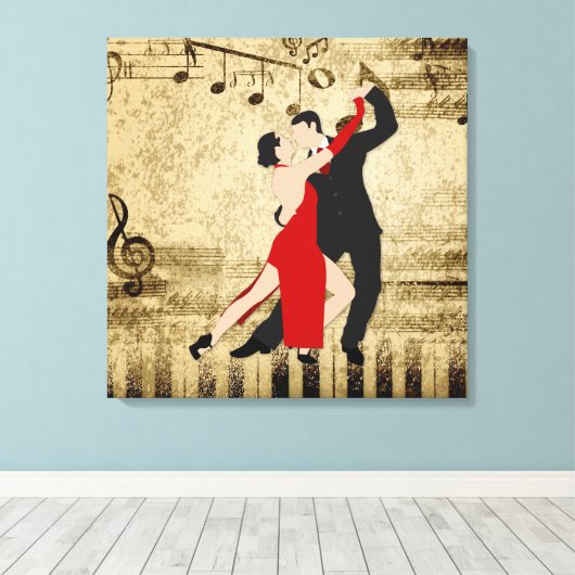 Elegant Dancers op vel muziek Canvas Afdruk (Insitu (Houten vloer))