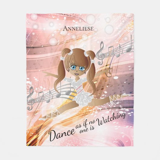 Elegant Dancing Brunette Ballerina-Dance Fleece Deken (Voorkant)