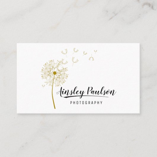 Elegant Dandelion Handgeschreven Script Calligrafi Visitekaartje (Voorkant)