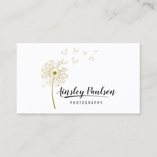 Elegant Dandelion Handgeschreven Script Calligrafi Visitekaartje (Voorkant)