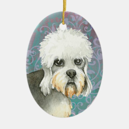 Elegant Dandie Dinmont Terrier Keramisch Ornament (Voorkant)