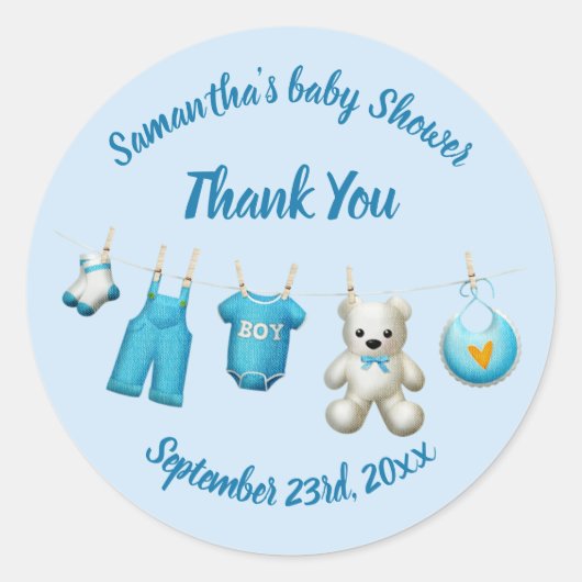 Elegant Dank je Baby shower voor Sticker (Voorkant)
