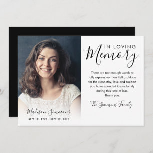 Elegant Dank je begrafenisfotosympathie Grief Bedankkaart