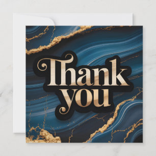 Elegant Dank Je Design met Blauw en Goud Feestdagenkaart