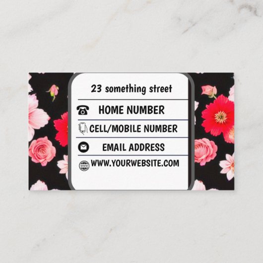 ELEGANT DANK JE FLORAL VISITEKAARTJE (Achterkant)