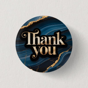 Elegant Dank Je Ontwerp met Blauw en Goud Ronde Button 3,2 Cm
