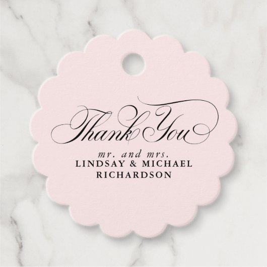 Elegant Dank je roze huwelijk Bedankjes Labels (Voorkant)