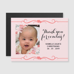 Elegant DANK JE VOOR HET KOMEN! Christening Magnet Magnetische Uitnodiging