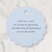 Elegant Dank je wel Dusty Blue Wedding Bedankjes Labels (Achterkant)