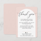 ELEGANT DANK JULLIE: moderne boog zwart, roze zwar Bedankkaart (Voorkant / Achterkant)