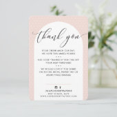 ELEGANT DANK JULLIE: moderne boog zwart, roze zwar Bedankkaart (Staand voorkant)