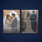 Elegant dank u 2 foto's minimale vervaagde bruilof notitiekaartje