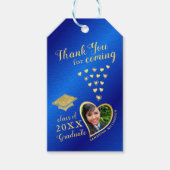 Elegant Dank u Afstudeerder Foto Blauw 2025 Afstud Cadeaulabel (Voorkant)