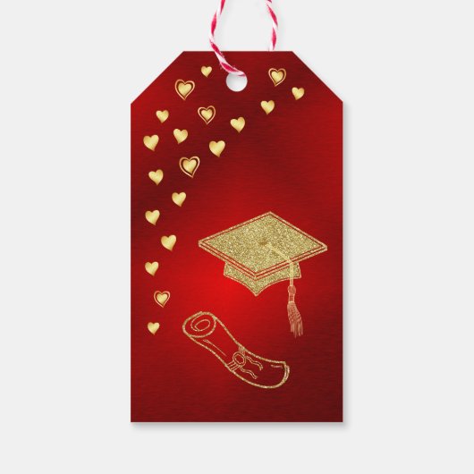 Elegant Dank u Afstudeerder Foto Rood 2025 Afstude Cadeaulabel (Achterkant)