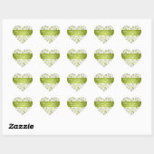 Elegant Dank u Bloemenpatroon Lime Green Hart Sticker (Vel)