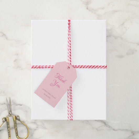 Elegant Dank u Blush Pink Simple Sjabloon Cadeaulabel (Met Touw)