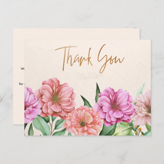 Elegant Dank u Briefkaart (Voorkant / Achterkant)