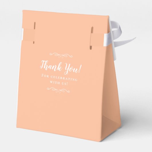 Elegant dank u bruiloft paar perzik witte gast bedankdoosjes (Achterkant)