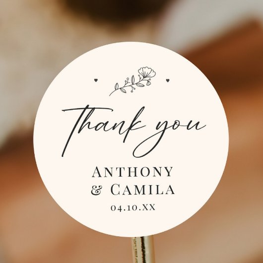 Elegant dank u bruiloft ronde sticker