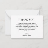 Elegant dank u bruiloft zwart-wit 3 foto's notitiekaartje (Achterkant)