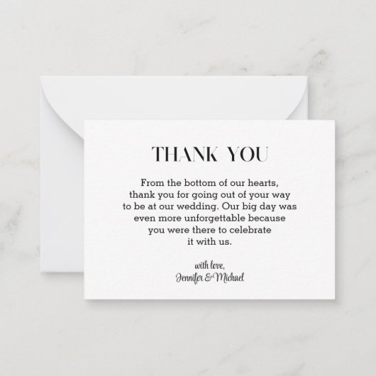 Elegant dank u bruiloft zwart-wit 3 foto's notitiekaartje (Achterkant)