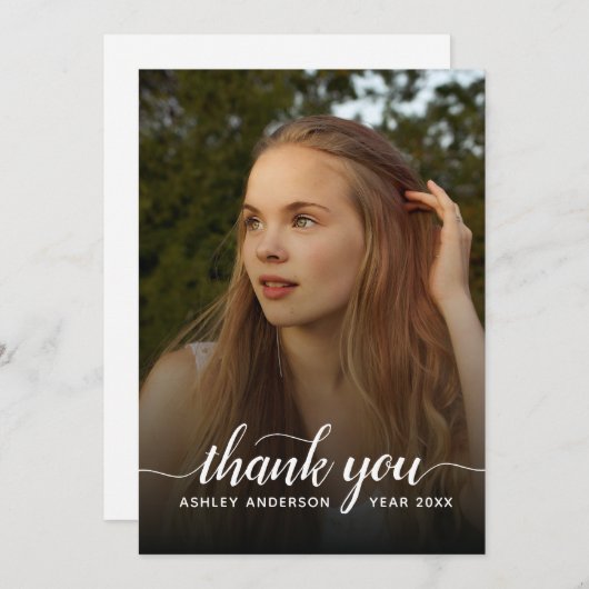 Elegant Dank u de Foto van het Afstuderen van het  Bedankkaart (Voorkant / Achterkant)