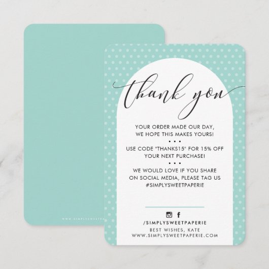 ELEGANT DANK U DE moderne boogmijnzwart Bedankkaart (Voorkant / Achterkant)