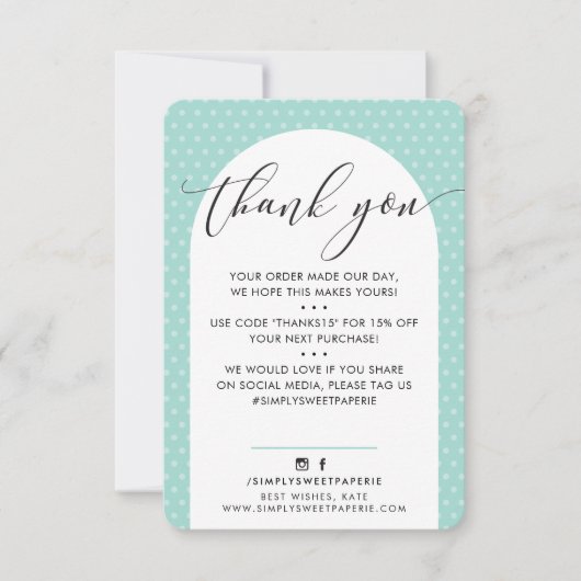 ELEGANT DANK U DE moderne boogmijnzwart Bedankkaart (Voorkant)