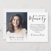 Elegant Dank U Funeral Foto Sympathie Verdriet Bedankkaart (Voorkant)