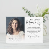 Elegant Dank U Funeral Foto Sympathie Verdriet Bedankkaart (Staand voorkant)
