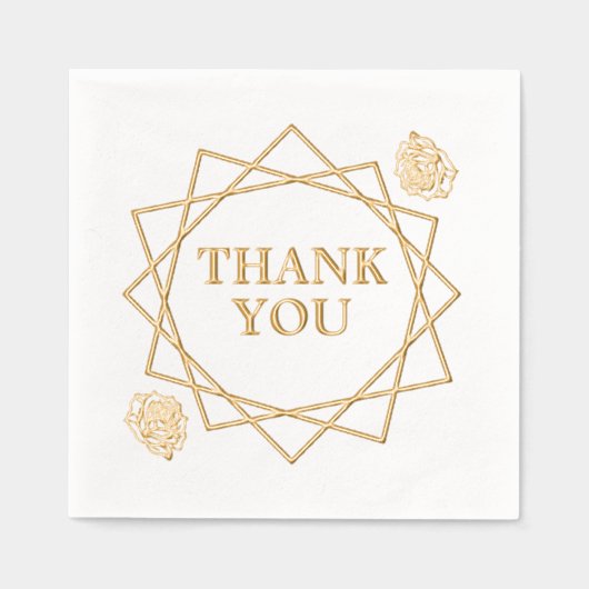 Elegant Dank u Geometrische Patroon & Rozen Folie Servetten (Voorkant)