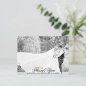 Elegant Dank u Gold Heart Wedding FOTO Briefkaart (Staand voorkant)