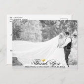 Elegant Dank u Gold Heart Wedding FOTO Briefkaart (Voorkant / Achterkant)