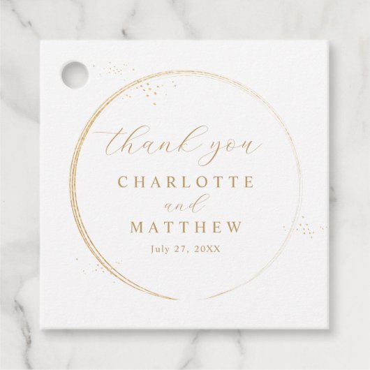 Elegant dank u gouden bruiloft bedankjes labels (Voorkant)