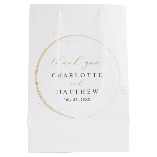 Elegant dank u gouden bruiloft medium cadeauzakje (Achterkant)