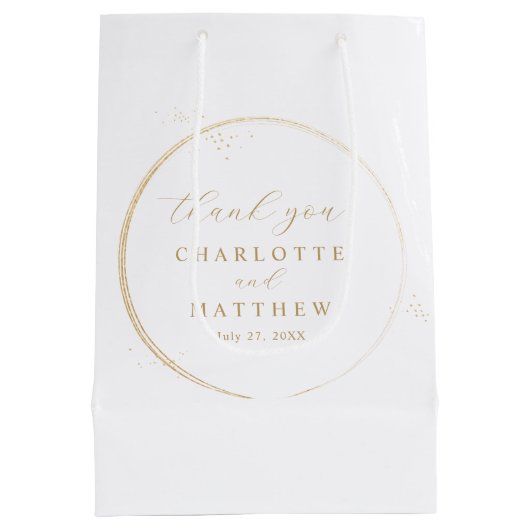 Elegant dank u gouden bruiloft medium cadeauzakje (Achterkant)